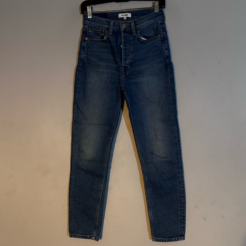 Re/Done 90's High Rise Ankle Crop Jeans in Cadet Indigo Size 26